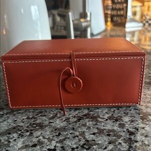 Tozai Home 2 Orange Leather Stacking Storage Boxes